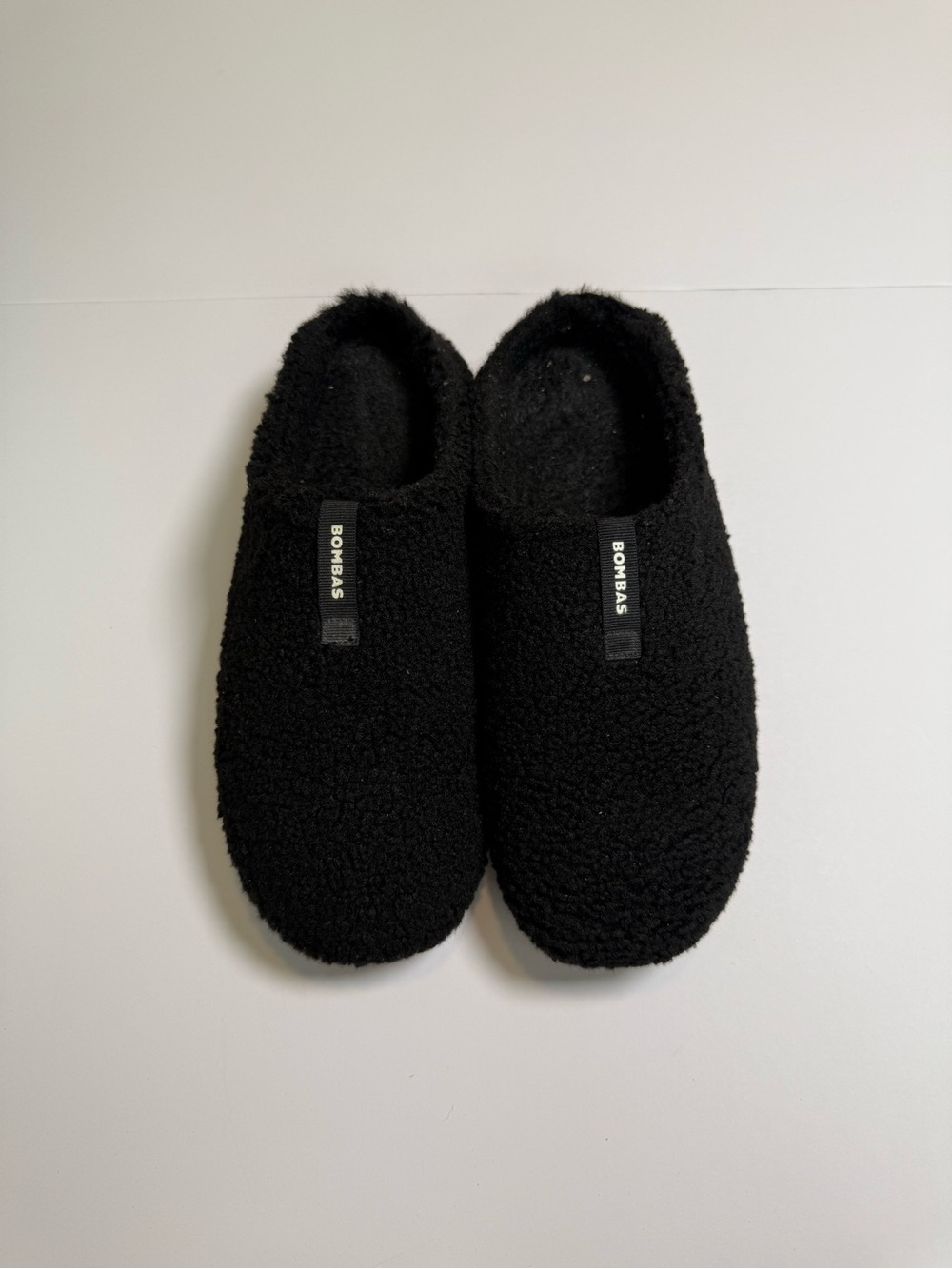 Bombas Men's Sunday Slippers Slip-On Black Fleece Non-Slip Rubber Sole US 13 M